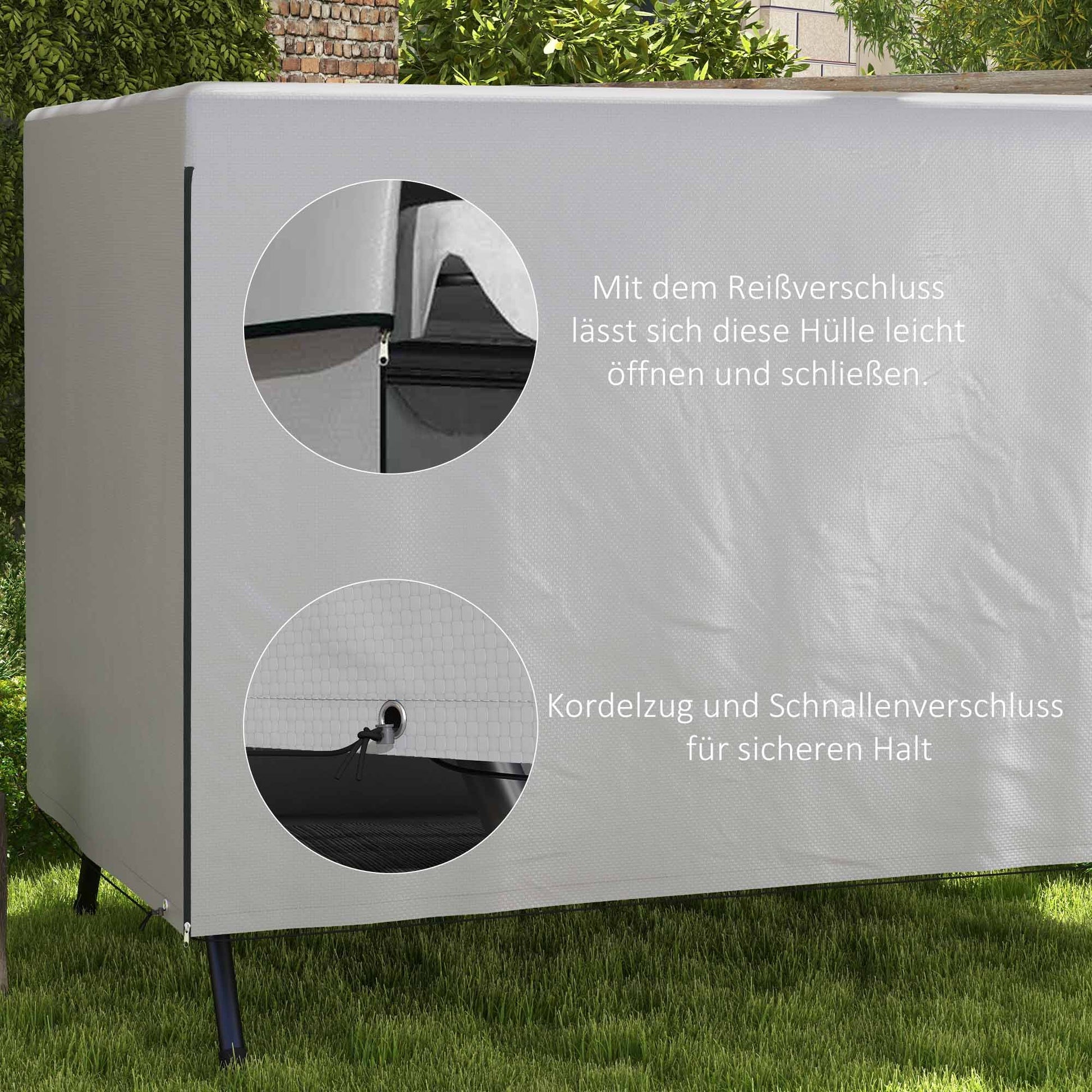 3-Seater Swing Cover, Waterproof Winterproof Protective Cover for Garden Swing, Windproof UV-Resistant Cover for Garden Furniture, Hanging Chair, 215 x 155 x 150 cm Grey