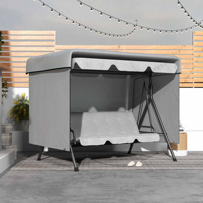3-Seater Swing Cover, Waterproof Winterproof Protective Cover for Garden Swing, Windproof UV-Resistant Cover for Garden Furniture, Hanging Chair, 215 x 155 x 150 cm Grey