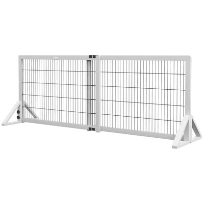 Dog Safety Barrier, 2-panel adjustable width protective barrier 101-181L x 44W x 67H cm, for stairs, doorways, hallways, in pine wood and steel, white
