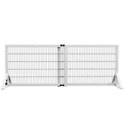 Dog Safety Barrier, 2-panel adjustable width protective barrier 101-181L x 44W x 67H cm, for stairs, doorways, hallways, in pine wood and steel, white