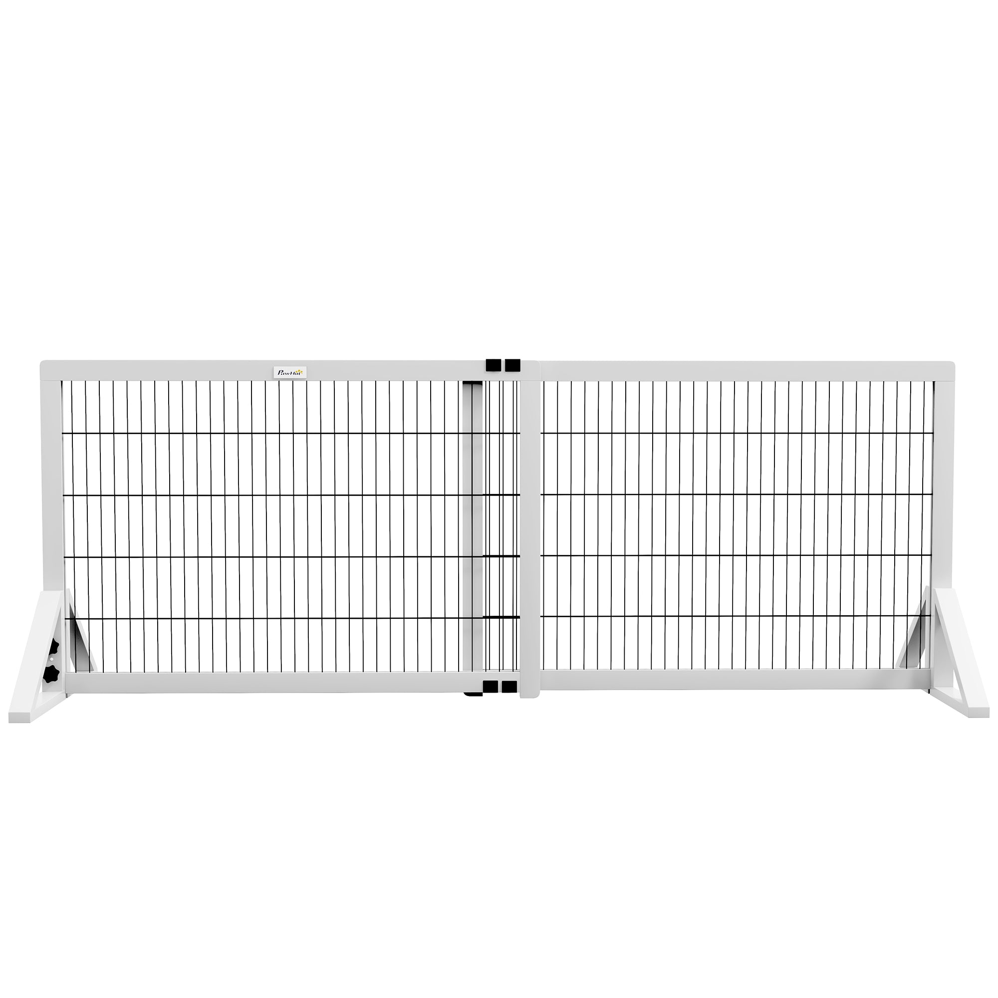 Dog Safety Barrier, 2-panel adjustable width protective barrier 101-181L x 44W x 67H cm, for stairs, doorways, hallways, in pine wood and steel, white