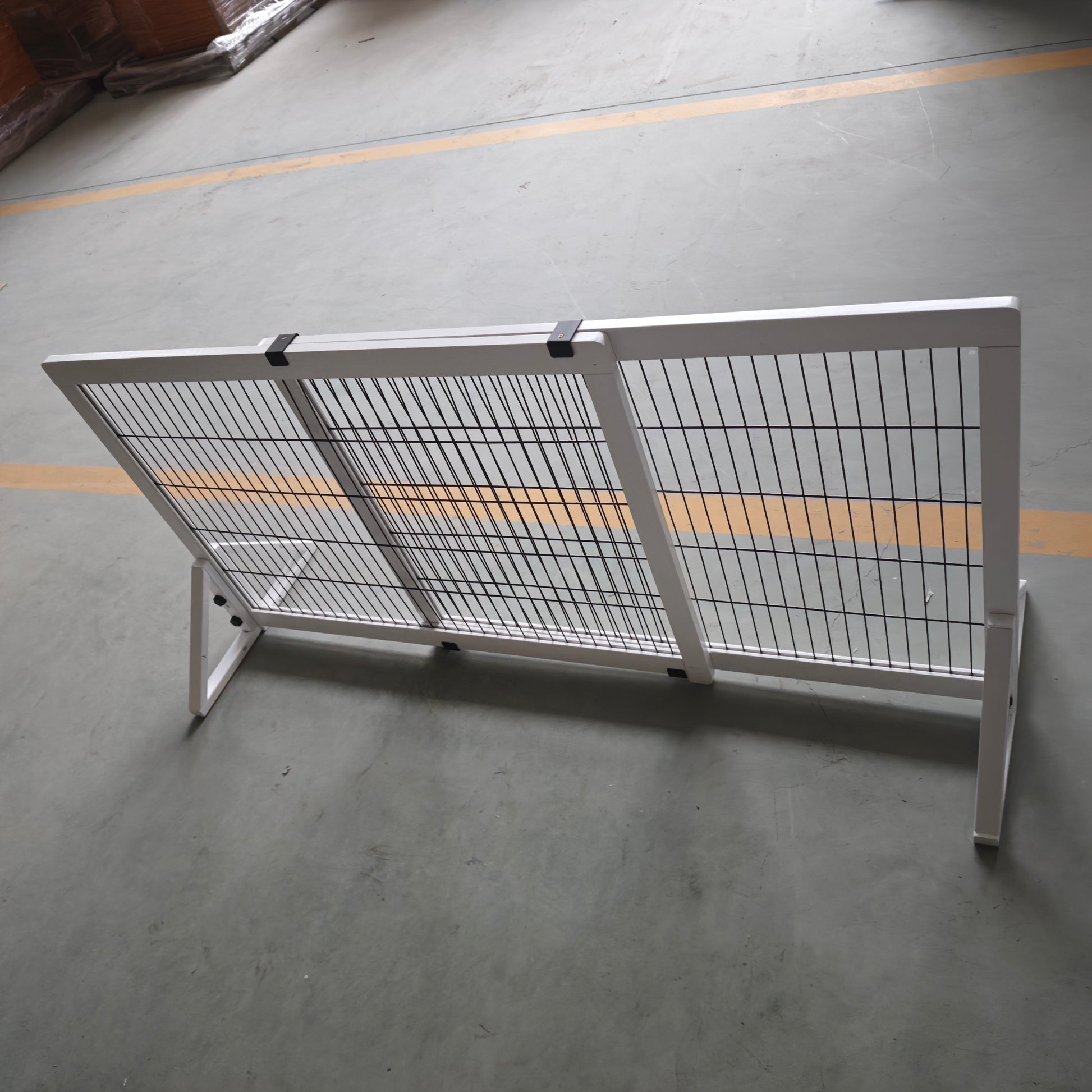 Dog Safety Barrier, 2-panel adjustable width protective barrier 101-181L x 44W x 67H cm, for stairs, doorways, hallways, in pine wood and steel, white