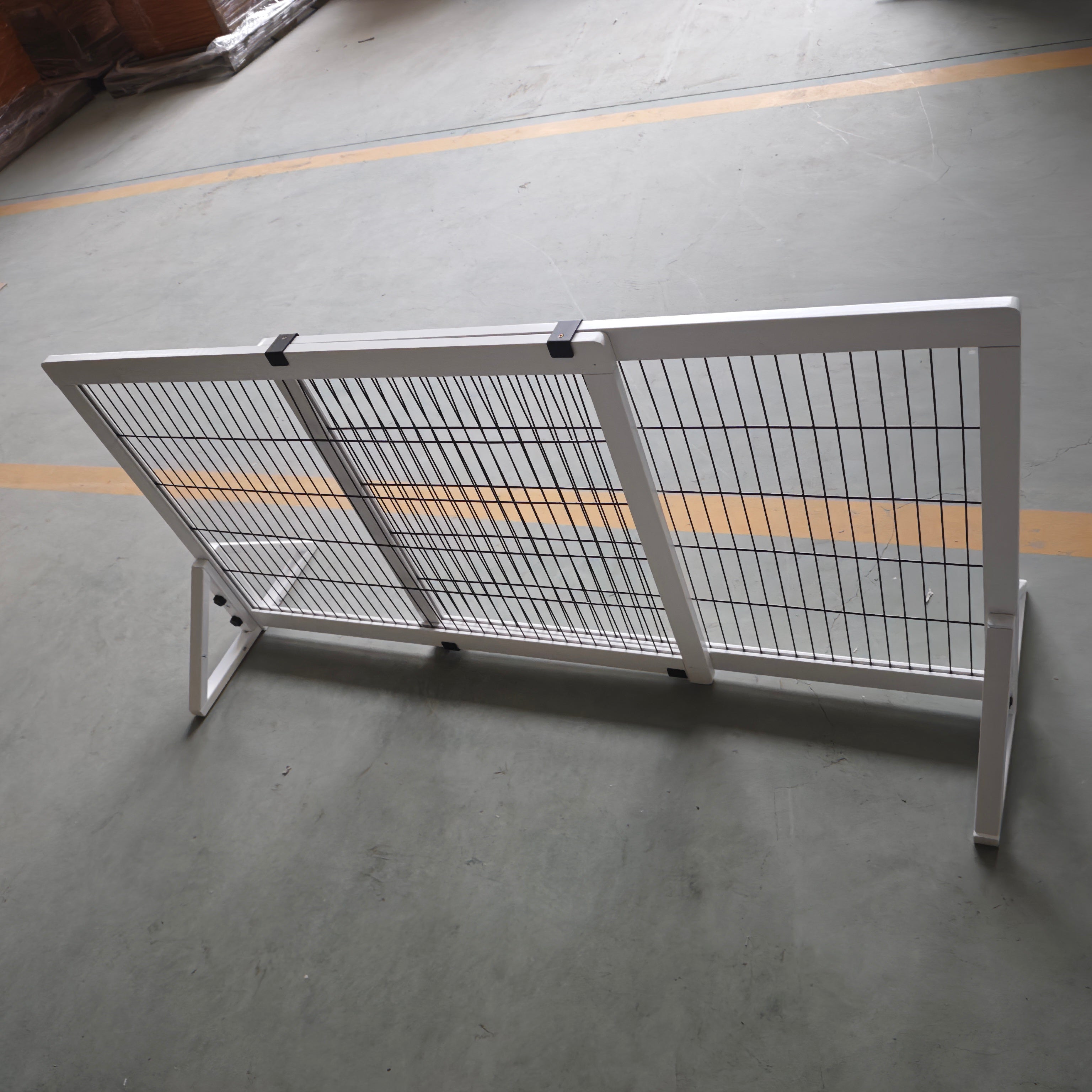 Dog Safety Barrier, 2-panel adjustable width protective barrier 101-181L x 44W x 67H cm, for stairs, doorways, hallways, in pine wood and steel, white