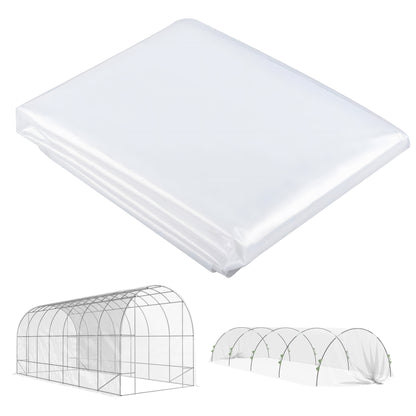 Greenhouse Film 7x8 m Waterproof Garden Cover with UV Protection, Extra Thick Tear-Resistant Plastic Film, Cover for Greenhouse, Tunnel Film for Outdoor Area Transparent