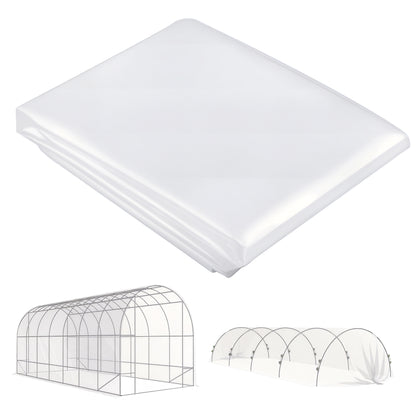 Greenhouse Film 7x8 m Waterproof Garden Cover with UV Protection, Extra Thick Tear-Resistant Plastic Film, Cover for Greenhouse, Tunnel Film for Outdoor Area Transparent