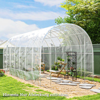 Greenhouse Film 7x8 m Waterproof Garden Cover with UV Protection, Extra Thick Tear-Resistant Plastic Film, Cover for Greenhouse, Tunnel Film for Outdoor Area Transparent