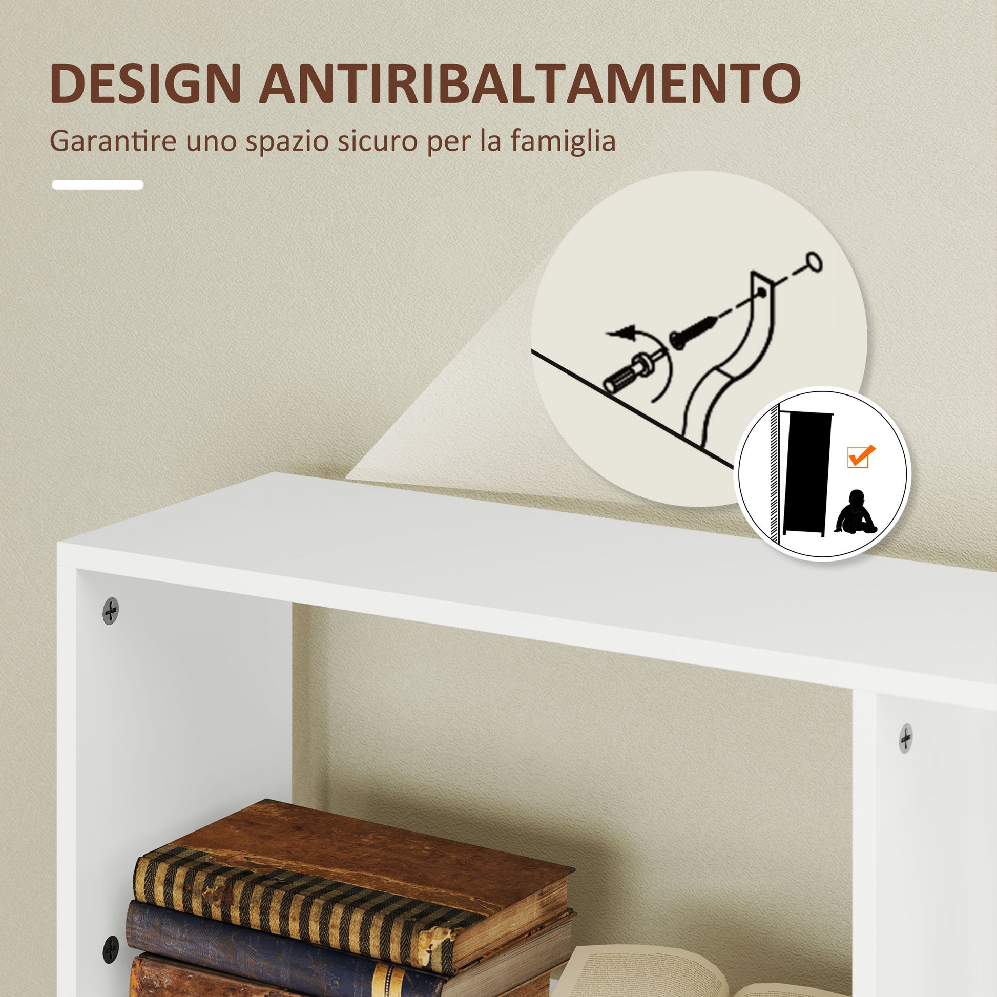 Asymmetric Bookcase with 5 Levels and 10 Open Shelves, Modern Chipboard Bookcase, 80x24x159 cm, White