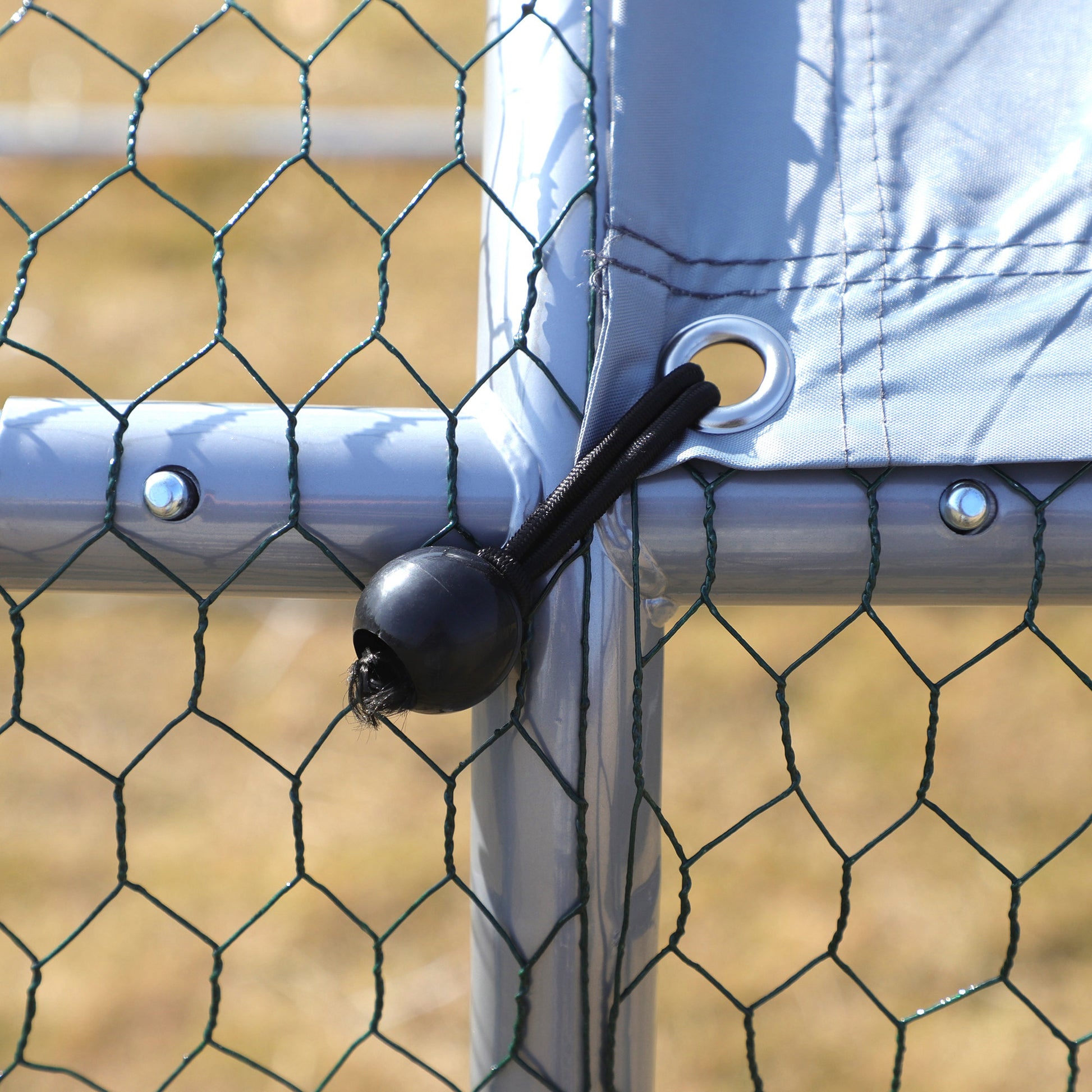 Large Outdoor Galvanized Metal Chicken Coop 3.03x6x1.95 m 3-Room Chicken Cage Oxford Fabric Cover UV and Water Resistant for Yard Silver