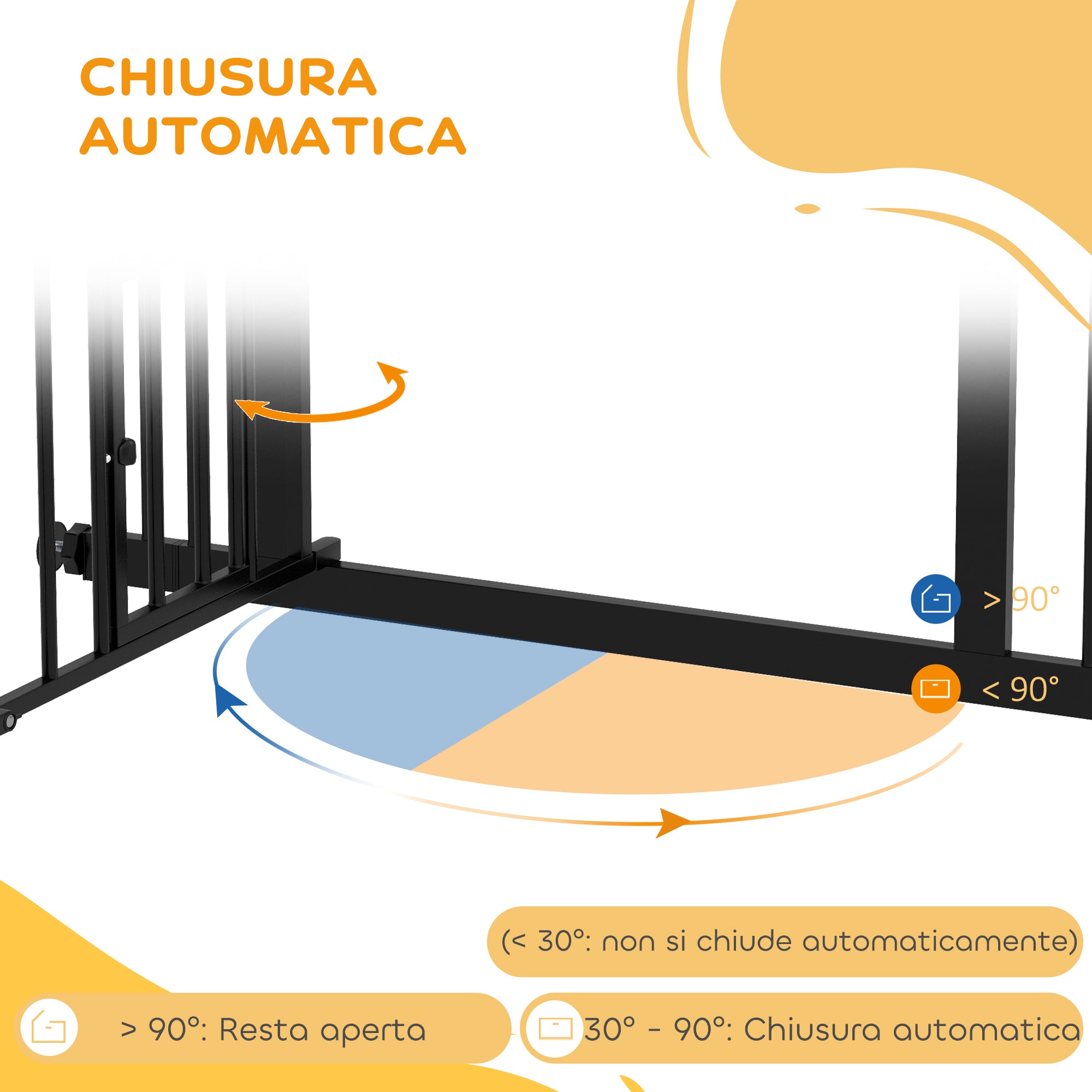 Extensible Small and Medium Dog Gate with Auto-Close, Steel and PA Safety Gate, 74-100x76 cm, Black