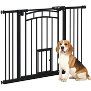 Extensible Small and Medium Dog Gate with Auto-Close, Steel and PA Safety Gate, 74-100x76 cm, Black