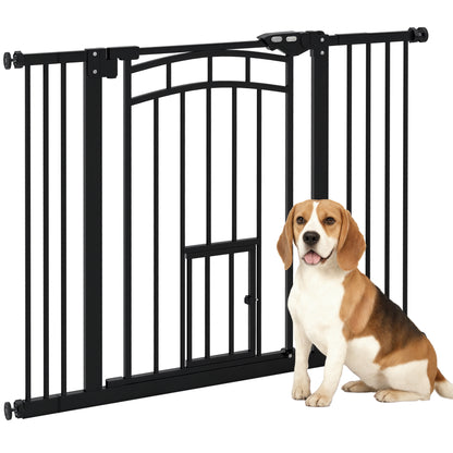 Extensible Small and Medium Dog Gate with Auto-Close, Steel and PA Safety Gate, 74-100x76 cm, Black