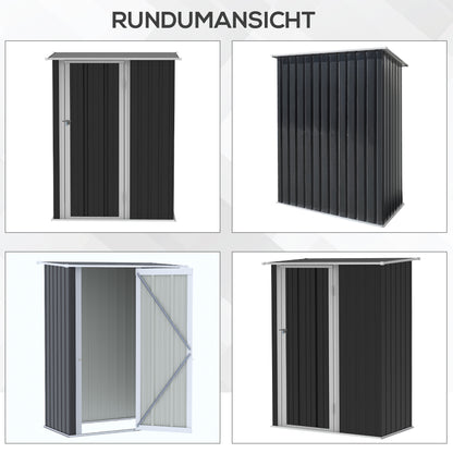 Garden Shed Tool Shed with Door Outdoor Steel Dark Grey 142 x 84 x 189 cm