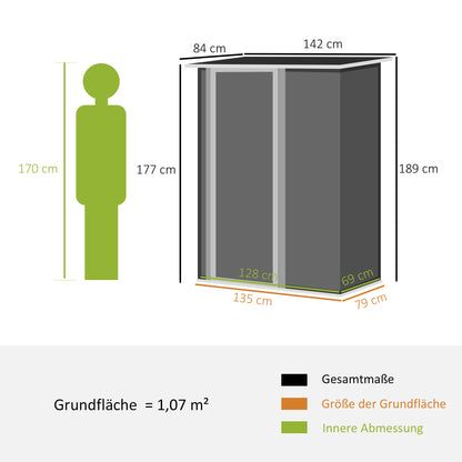 Garden Shed Tool Shed with Door Outdoor Steel Dark Grey 142 x 84 x 189 cm