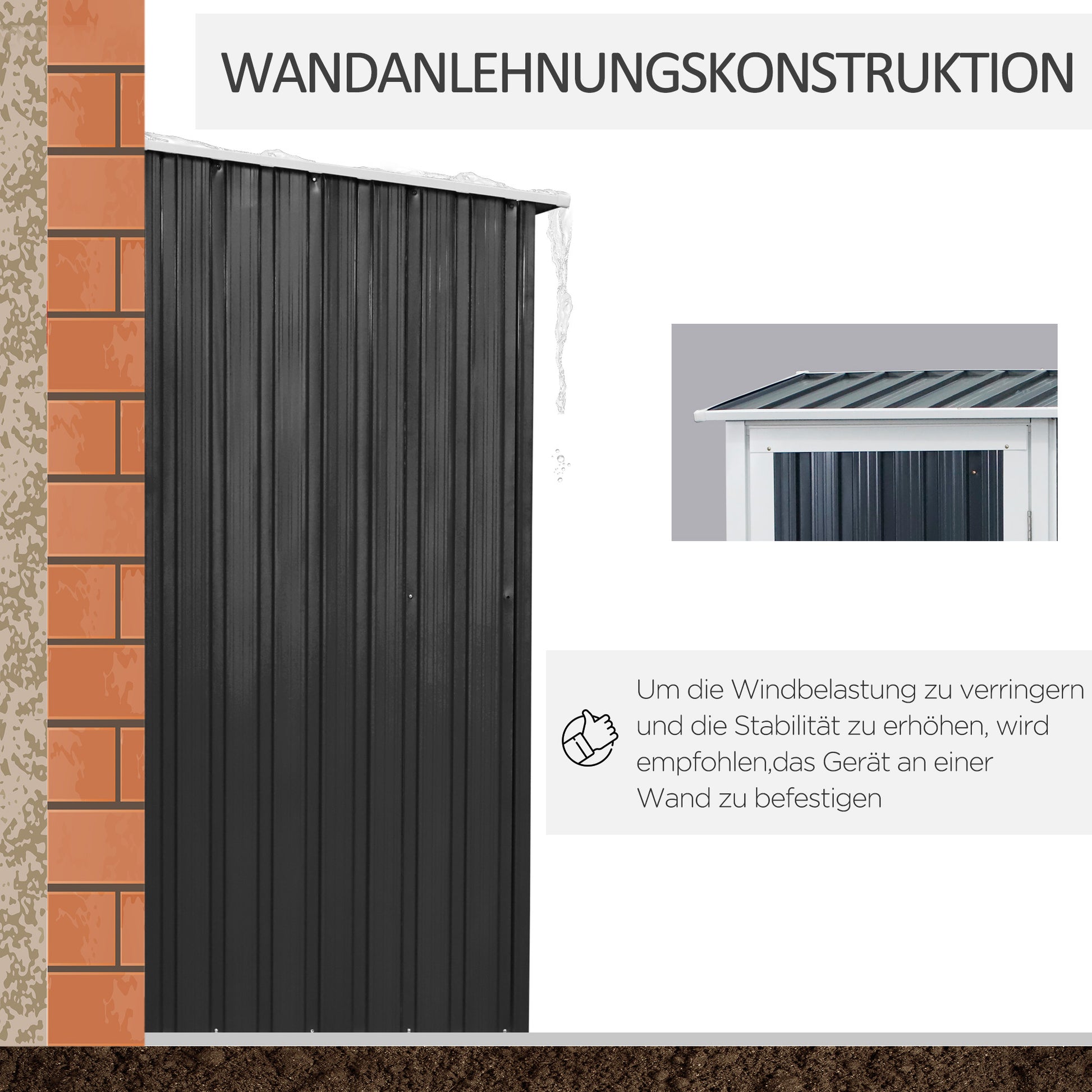 Garden Shed Tool Shed with Door Outdoor Steel Dark Grey 142 x 84 x 189 cm
