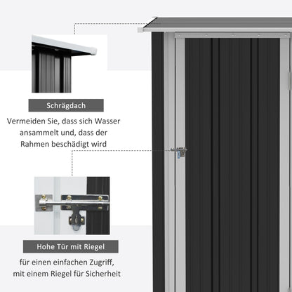 Garden Shed Tool Shed with Door Outdoor Steel Dark Grey 142 x 84 x 189 cm