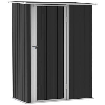 Garden Shed Tool Shed with Door Outdoor Steel Dark Grey 142 x 84 x 189 cm
