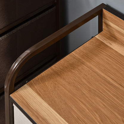 Fabric Dresser for Bedroom with 5 Foldable Drawers Wooden Top and Metal Frame for Living Room 87.5x29x58 cm Multicolor