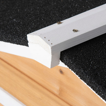 Small Animal Hutch Dwarf Rabbit Hutch with Run Ramp Guinea Pig Hutch Small Animal Cage with Asphalt Roof Outdoor Winterproof Pine Wood White 230 x 53 x 93.5 cm