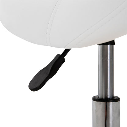 Saddle Stool Work Stool Swivel Stool Rolling Stool Beauty Stool Padded Height Adjustable (White)
