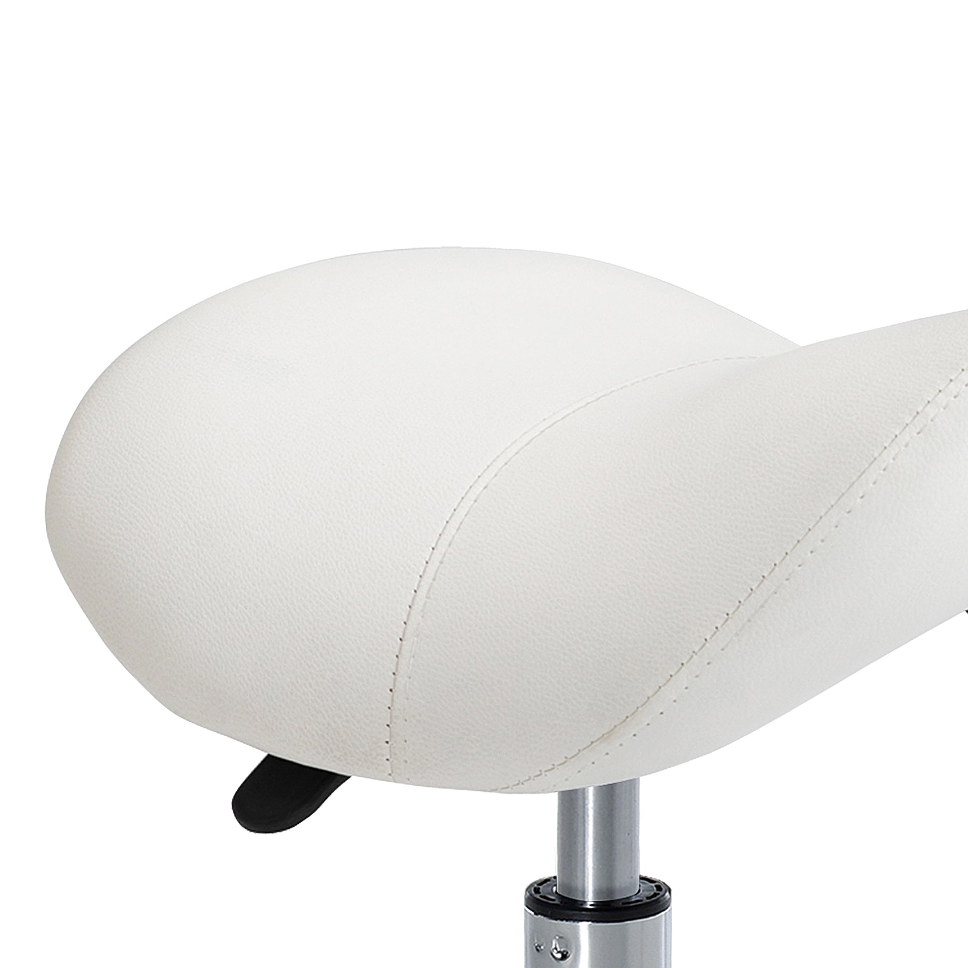 Saddle Stool Work Stool Swivel Stool Rolling Stool Beauty Stool Padded Height Adjustable (White)