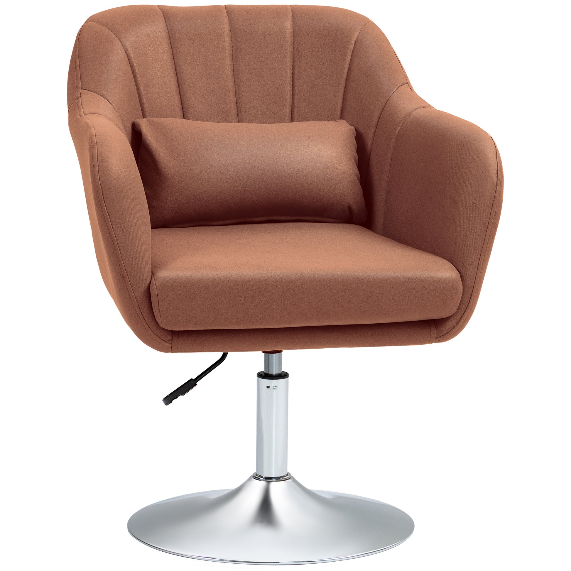 Lounge Chair Relax Chair Bedroom Comfortable - Lumbar Cushions Adjustable Height 360° Swivel Chrome Metal Base - Brown