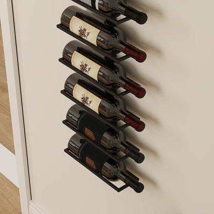 10-Level Wall-Mounted Wine Rack, Steel Wine Shelf for 10 Bottles, Wine Rack for Kitchen, Bar, Dining Room, Cellar, Black