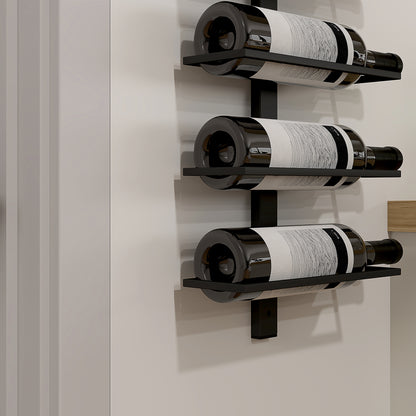 10-Level Wall-Mounted Wine Rack, Steel Wine Shelf for 10 Bottles, Wine Rack for Kitchen, Bar, Dining Room, Cellar, Black
