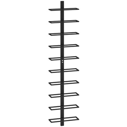10-Level Wall-Mounted Wine Rack, Steel Wine Shelf for 10 Bottles, Wine Rack for Kitchen, Bar, Dining Room, Cellar, Black