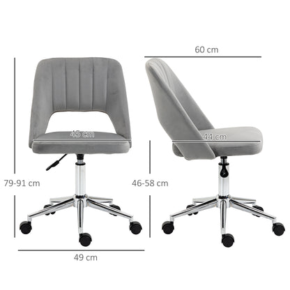 Ergonomic and Swivel Office Chair, Padded Desk Chair with Adjustable Height, Gray 49x60x79-91cm
