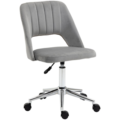 Ergonomic and Swivel Office Chair, Padded Desk Chair with Adjustable Height, Gray 49x60x79-91cm