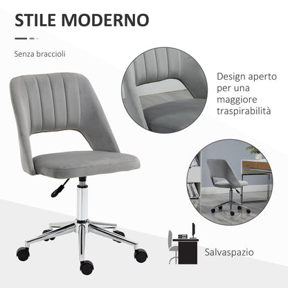 Ergonomic and Swivel Office Chair, Padded Desk Chair with Adjustable Height, Gray 49x60x79-91cm