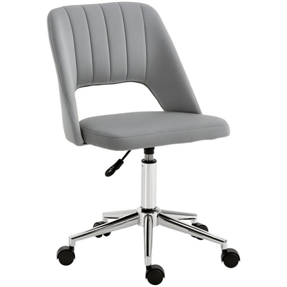 Ergonomic and Swivel Office Chair, Padded Desk Chair with Adjustable Height, Gray 49x60x79-91cm
