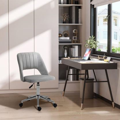 Ergonomic and Swivel Office Chair, Padded Desk Chair with Adjustable Height, Gray 49x60x79-91cm