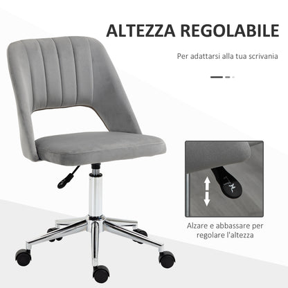 Ergonomic and Swivel Office Chair, Padded Desk Chair with Adjustable Height, Gray 49x60x79-91cm