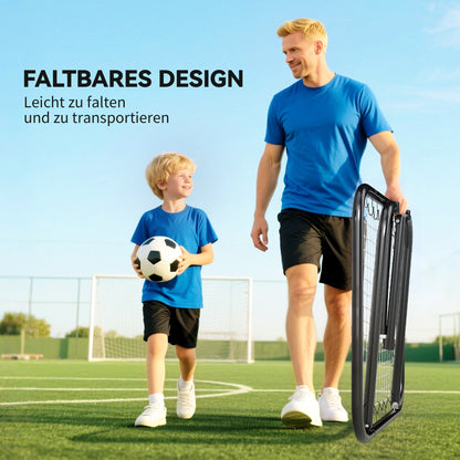 Football Rebounder, 78 x 84 cm Bounce Back Wall with Pegs, Adjustable in 5 Levels, Portable, Kickback Goal, Football Goal for Teenagers, Football Training Equipment for Baseball Training White