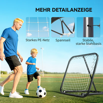 Football Rebounder, 78 x 84 cm Bounce Back Wall with Pegs, Adjustable in 5 Levels, Portable, Kickback Goal, Football Goal for Teenagers, Football Training Equipment for Baseball Training White