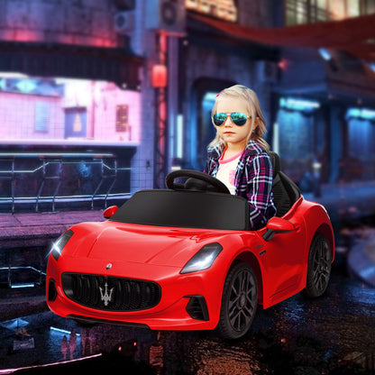 Electric Car for Kids +3 years Maserati Gran Turismo Folgore 2 Powerful Motors Electric Car with 12V Battery Speed 3-5 km/h 2.4G Remote Control Headlights Horn and MP3 Red