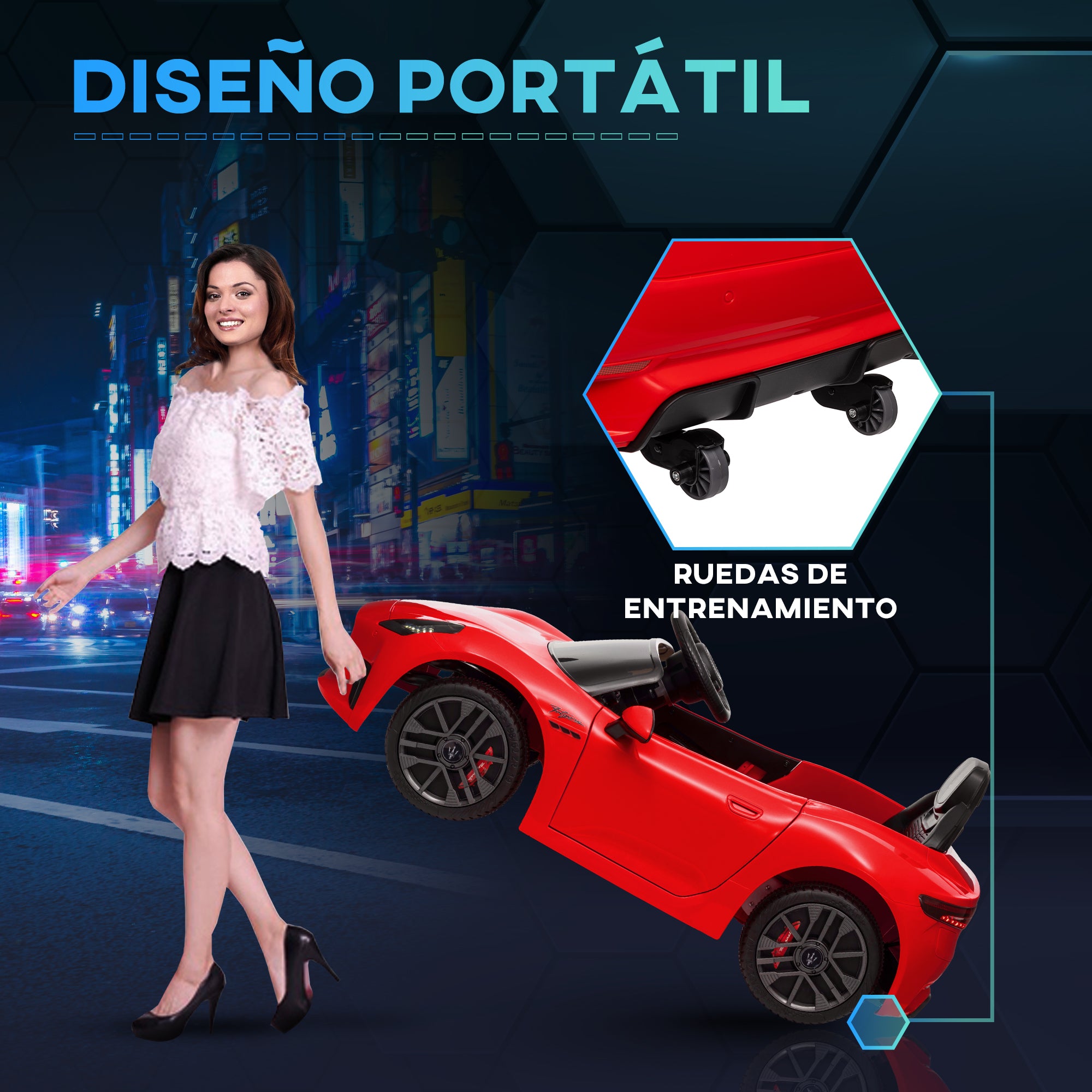 Electric Car for Kids +3 years Maserati Gran Turismo Folgore 2 Powerful Motors Electric Car with 12V Battery Speed 3-5 km/h 2.4G Remote Control Headlights Horn and MP3 Red