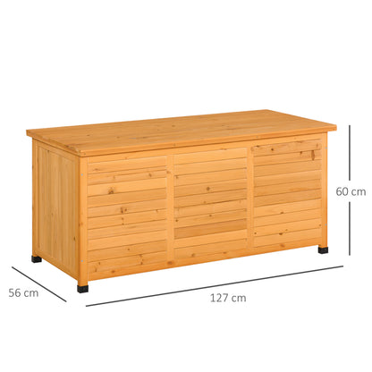 Garden Box, Cushion Box, Storage Box, Garden Chest, Weatherproof, Solid Wood, 127 x 56 x 60 cm Yellow