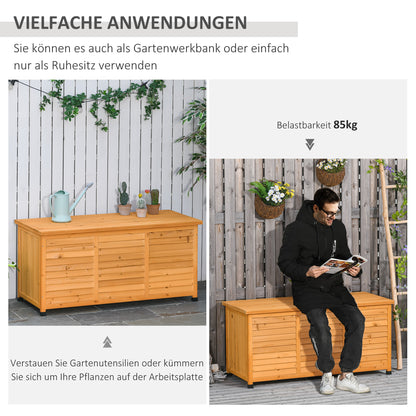Garden Box, Cushion Box, Storage Box, Garden Chest, Weatherproof, Solid Wood, 127 x 56 x 60 cm Yellow