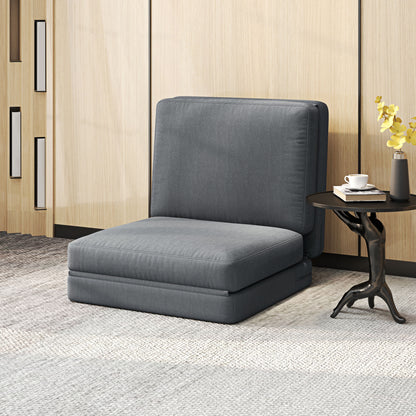 Floor Sofa 3-in-1 Foldable Sleeper Sofa with Velvet Look, Upholstered Sofa Bed up to 240 kg, for Bedroom, Living Room, Dark Gray