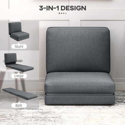 Floor Sofa 3-in-1 Foldable Sleeper Sofa with Velvet Look, Upholstered Sofa Bed up to 240 kg, for Bedroom, Living Room, Dark Gray
