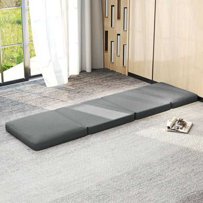 Floor Sofa 3-in-1 Foldable Sleeper Sofa with Velvet Look, Upholstered Sofa Bed up to 240 kg, for Bedroom, Living Room, Dark Gray