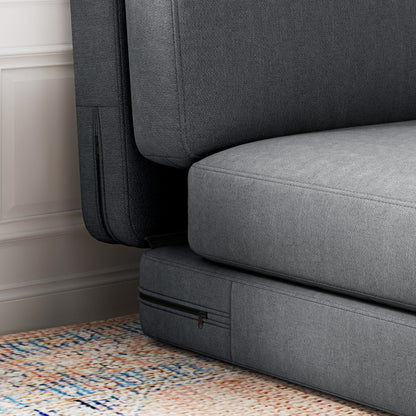 Floor Sofa 3-in-1 Foldable Sleeper Sofa with Velvet Look, Upholstered Sofa Bed up to 240 kg, for Bedroom, Living Room, Dark Gray