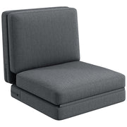 Floor Sofa 3-in-1 Foldable Sleeper Sofa with Velvet Look, Upholstered Sofa Bed up to 240 kg, for Bedroom, Living Room, Dark Gray