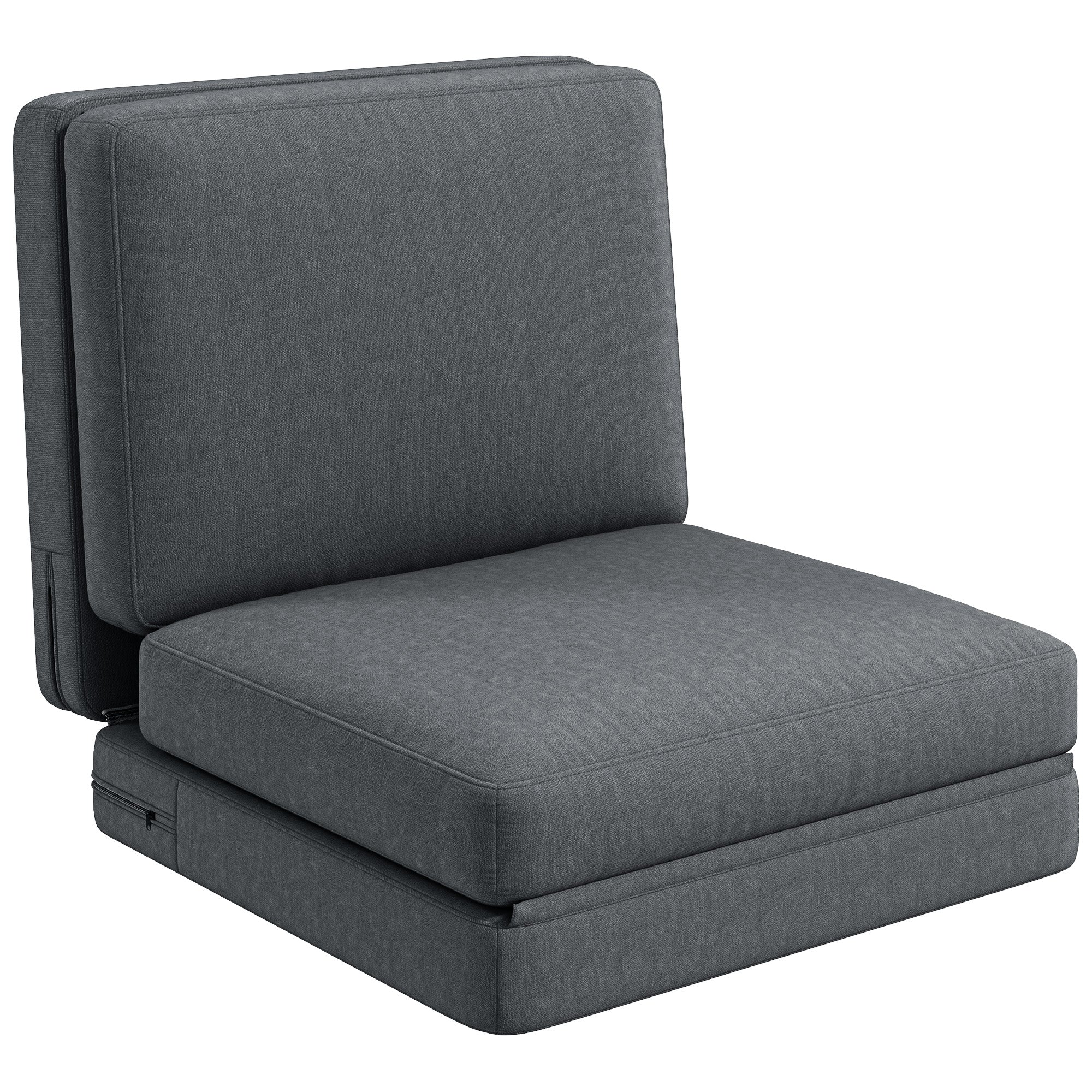 Floor Sofa 3-in-1 Foldable Sleeper Sofa with Velvet Look, Upholstered Sofa Bed up to 240 kg, for Bedroom, Living Room, Dark Gray
