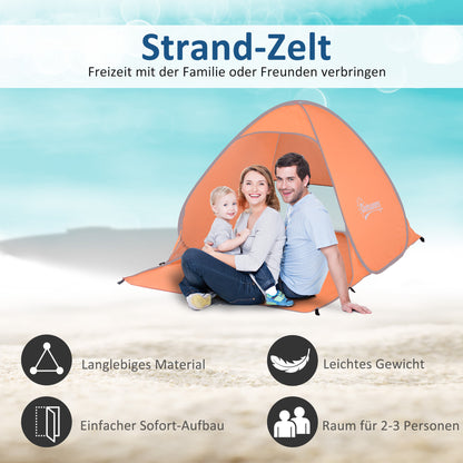 Pop-Up Beach Shelter Automatic Beach Tent with Window UV Protection Portable Pop-Up Tent, Beach Tent Windbreak Sun Protection for 2-3 People Small Pack Size