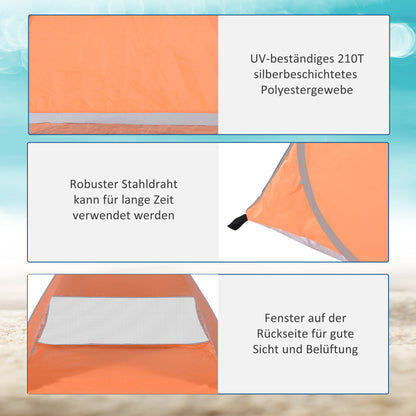 Pop-Up Beach Shelter Automatic Beach Tent with Window UV Protection Portable Pop-Up Tent, Beach Tent Windbreak Sun Protection for 2-3 People Small Pack Size