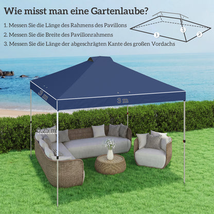 Replacement Canopy 3 x 3 m Gazebo Top with 8 Drainage Holes, UPF 50+ for Metal Garden Gazebo / Party Tent – Blue