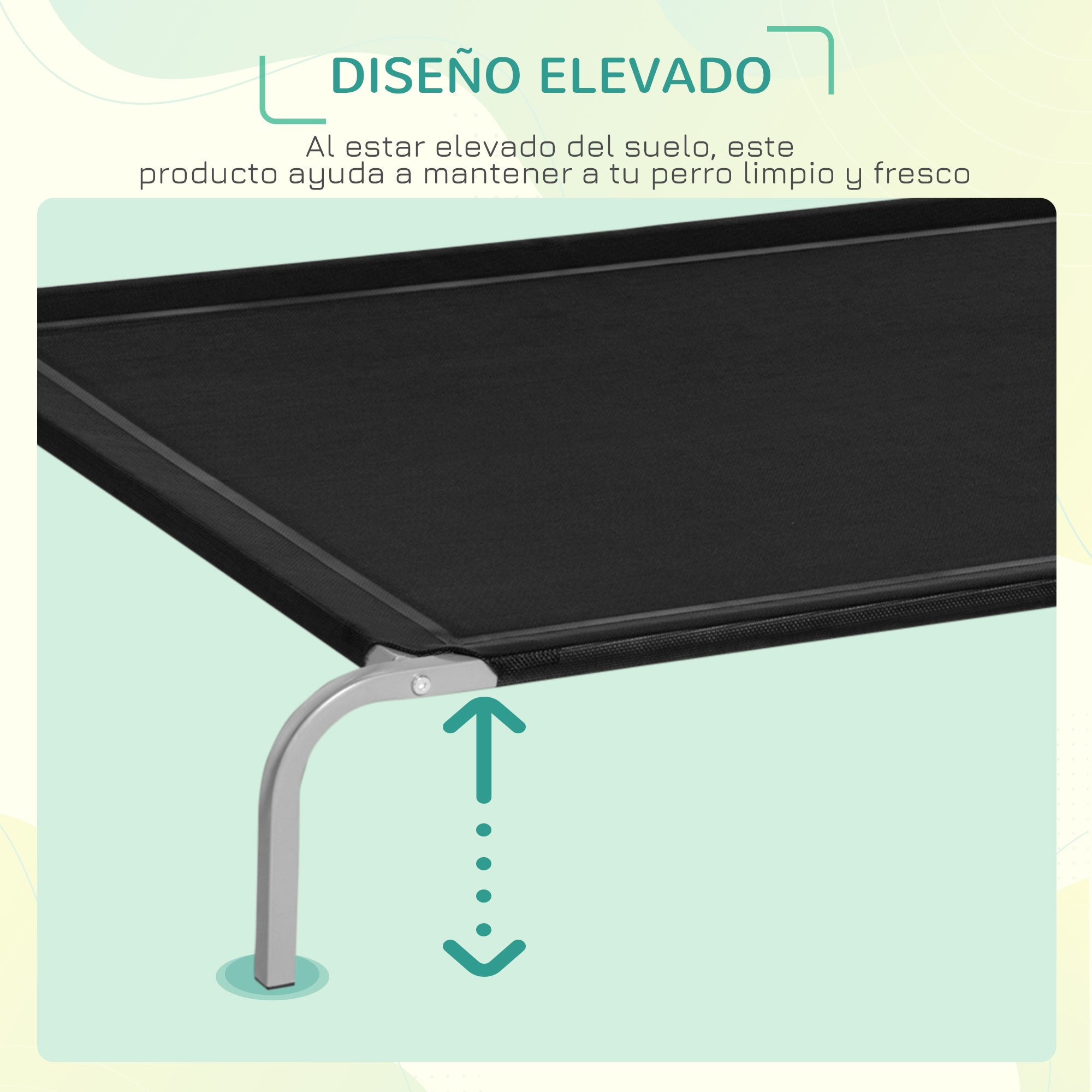 Elevated Pet Bed for Dogs Cats Breathable Pet Bed 130x90x20 cm for Sleeping Relaxing with Steel Frame for Indoor Outdoor Black